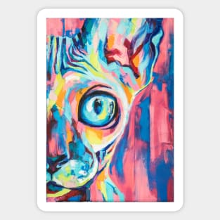 Conceptual abstract painting of the muzzle of a Sphynx cat. Sticker